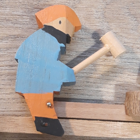 The Preacher and The Bear Hand Carved Mechanical Wooden Toy - Picture 9 of 12